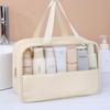 Patchwork Transparent PU Waterproof Toiletry Bag - Large Capacity & Travel-Friendly.