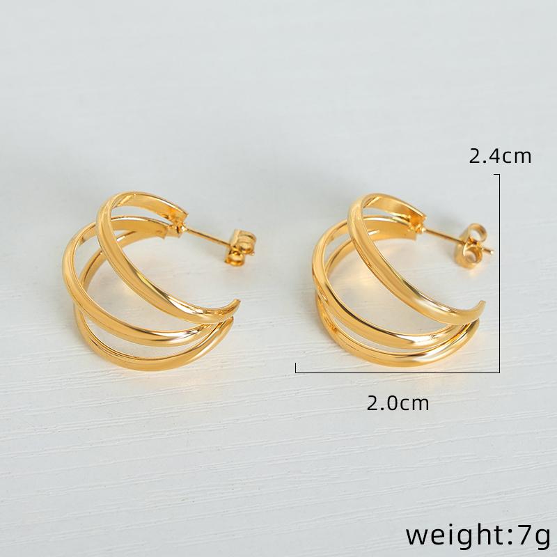 New Stainless Steel Simple Hoop Earrings for Women Copper Color Distort Earrings Personality Femme Popular Accessories