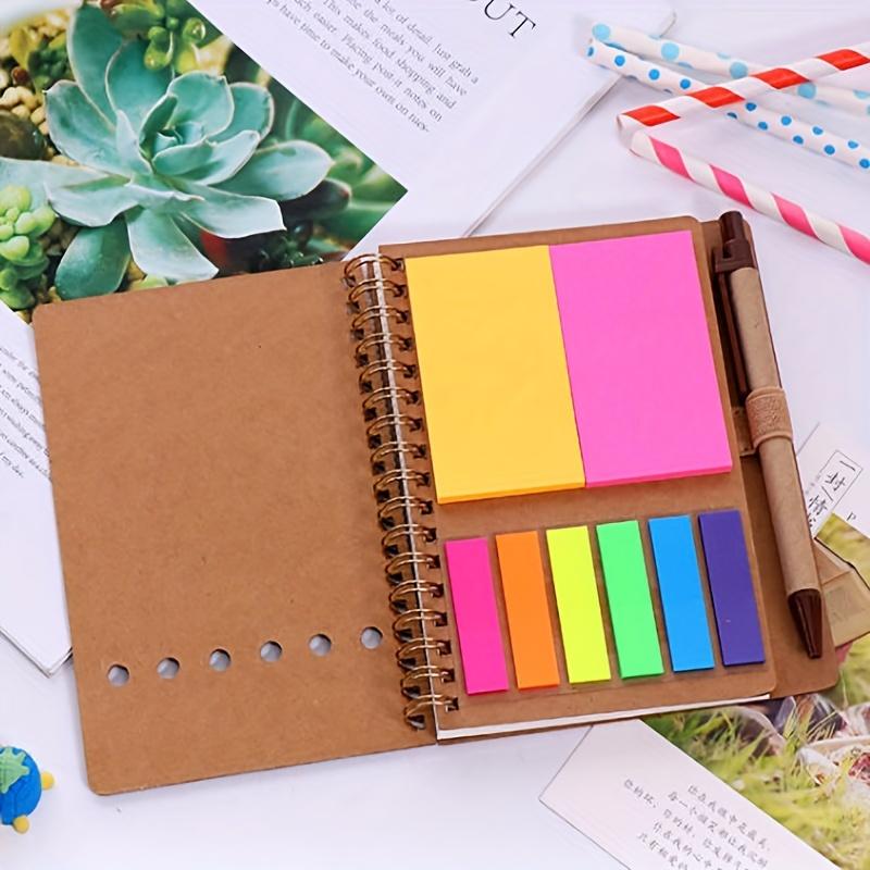 1 Notepad Set with Colored Post-it Notes,Coil Notebook,Transparent Index Stickers,Loose-leaf Sticker Notebook and a Ballpoint Pen - Ideal for Students