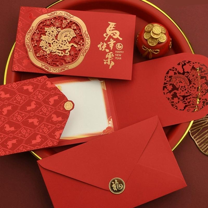 Simple Yet Elegant Horse Year Celebration Card Blending Modern Simplicities And Cultural Heritages For Spring Festival