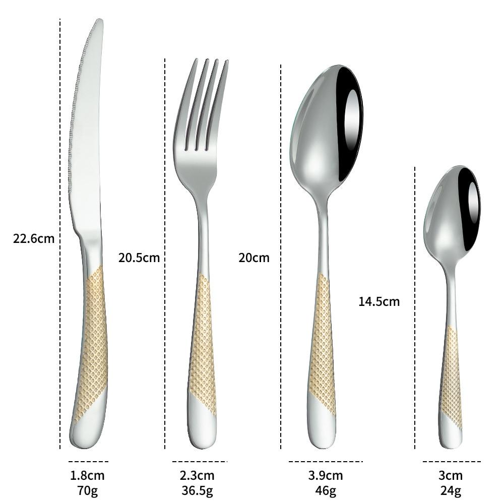 

Нож и вилка из нержавеющей стали с бриллиантовым покрытием и золотой звездой, набор посуды из нержавеющей стали, нож и вилка для стейка в стиле западной кухни, ложка CST Pack of 4 серебряный
