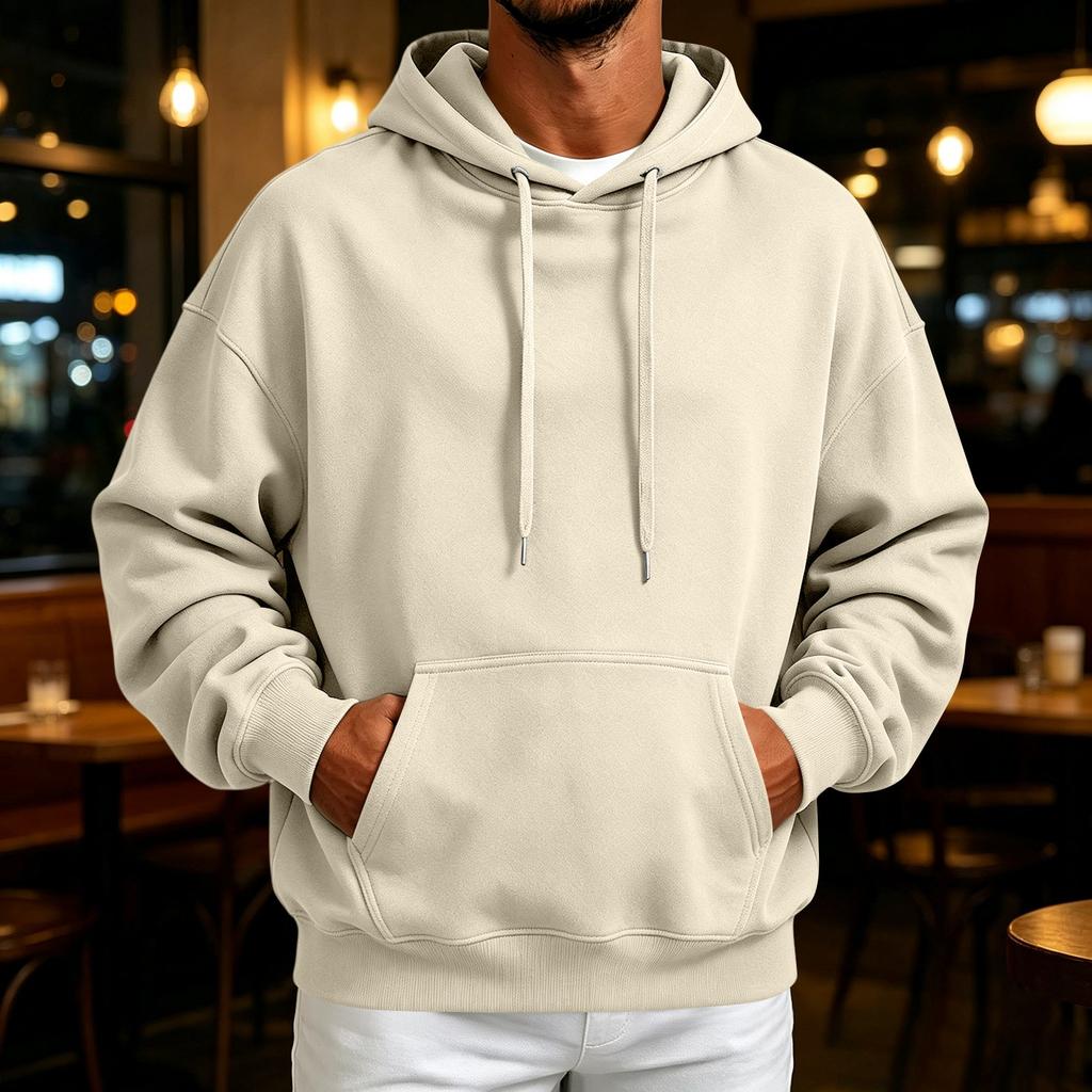 Men's Retro Hoodie Loose Fit Casual Pullover Sweatshirt for Fall Winter