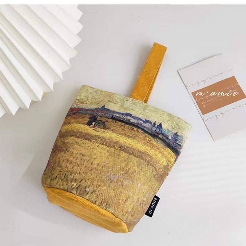The new Van Gogh painting bucket bag carry-on small handbag go out handbag go to work bento bag