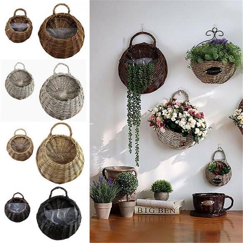 Цветок плантатор стены висячие Wicker Rattam Корзина сад Виноградный горшок Крытый растений держатель – купить по низким ценам в интернет-магазине Joom