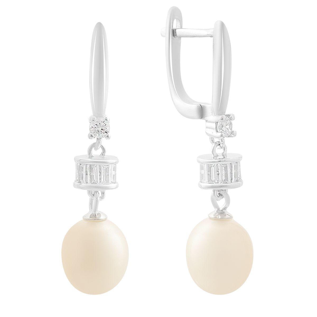 

Silver earrings with 8ct natural pearls (2208945) білий