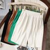 Women's Elastic Waist Straight Shorts Loose Fit Japanese Korean Style Solid Color Plus Size Knee Length Casual Bermuda Shorts