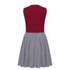 Sleeveless Ruffled Dress with Lapel Collar and Buttons Patch Decor Necktie for Girls Halloween Cosplay Themed Party Costume