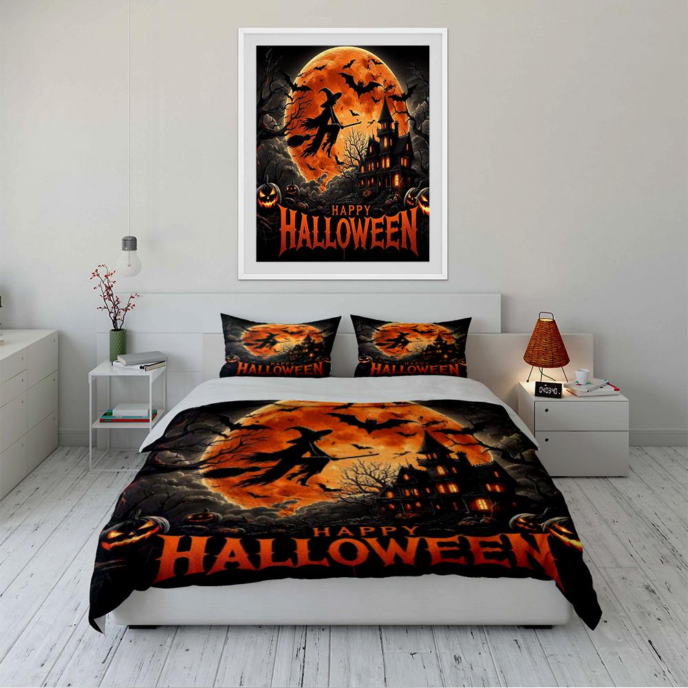 Halloween Themed Bedding Set Bedding set (1 duvet cover, 2 pillowcases, duvet not included)