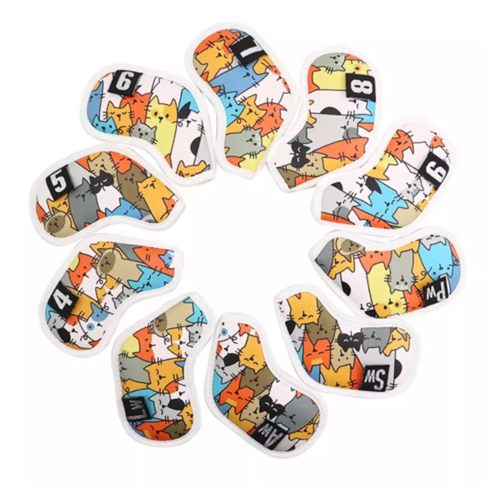 Cartoon Animal Golf Club Head Cover Graffiti Cat Pattern Golf Club Protector Driver Fairway