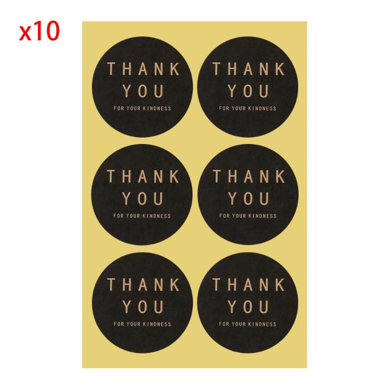 60pcs Square Circle Shape Thank you Handmade Package Sealing Label Sticker