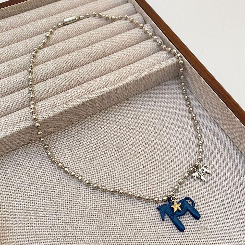 Zinc Zinc Alloy Beads Chain Chokers Plated Zodiac Animal Necklaces  Jewelry Gift