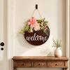 Pink Flower Arrangement Welcome Sign with Flowers Front Door Welcome Sign  Porch Hanging Decor