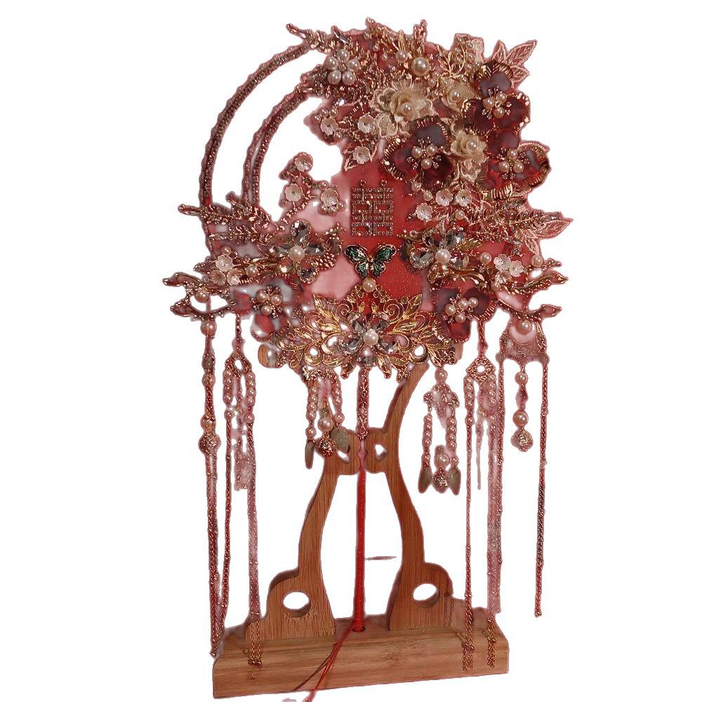 Luxury Double-Sided Phoenix Round Fan: Ancient Style Xiuhe Dress Fan for Brides and Best Friends