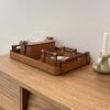 Storage Tray with Handles Rectangular Organizer Slim for Coffee Table