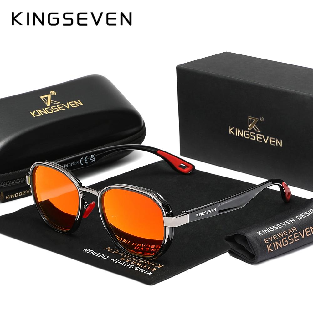 KINGSEVEN Brand Original Sunglasses Men Polarized UV400 Luxury Women Eyewear Male Outdoor Round Frame Causal Fashion Glasses