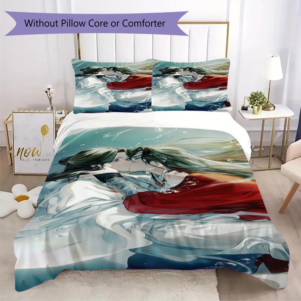 1PC Heaven Official's Blessing Bedding Quilt Set Quilt Cover Pillowcase Home Decoration  Gift (1 * duvet cover + 2 * pillowcase, without core)A2