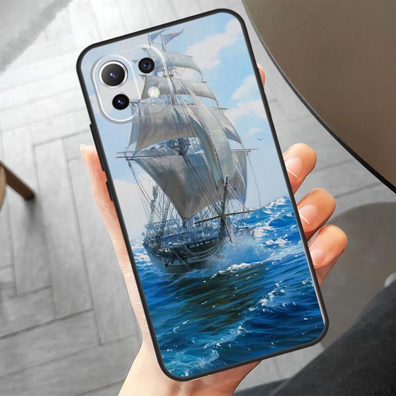 Sailing Pirate Ship Boat Case For Xiaomi 14 Ultra 11T 12T 13T Pro 12 13 Lite POCO F6 Pro M6 X3 X5 X6 M5s F3 F5 Cover