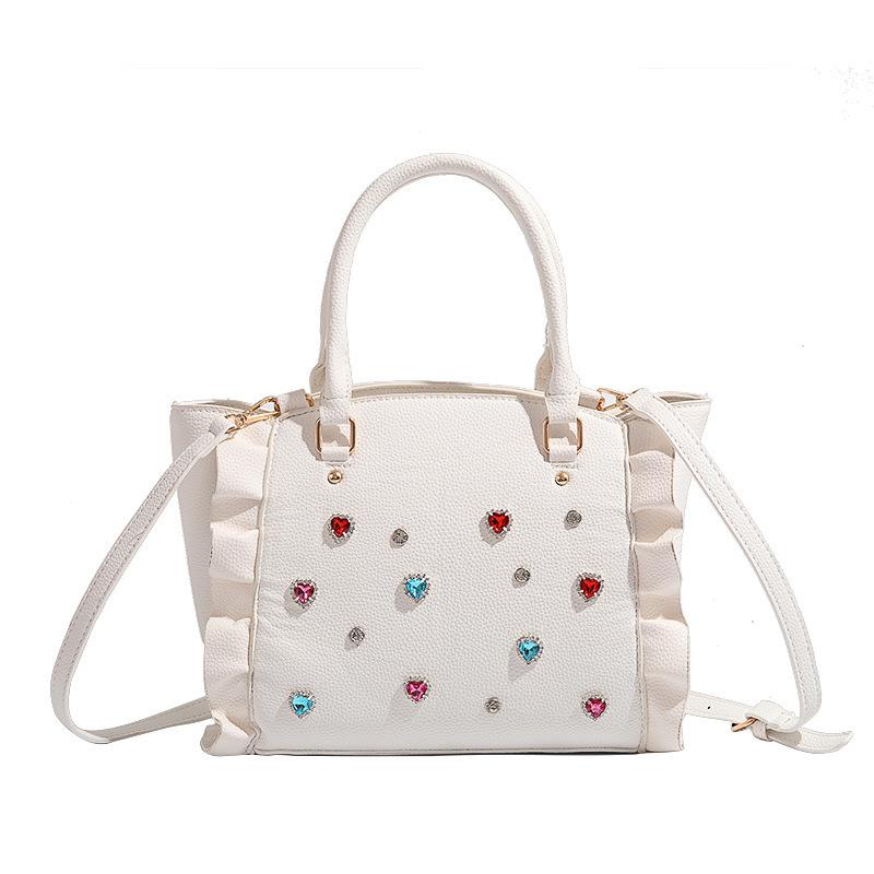 

Sweet Landmine Series Pink Hand Bag Women Beading Ruffle Bow Handle Shoulder Crossbody Bags Ladies Fairycore Cute Tote Bag Y2k S бежевый