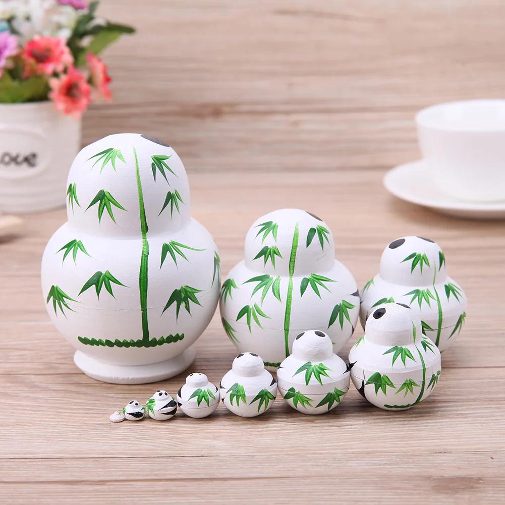 10 Floors Wooden Matryoshka Doll Safe Smooth Strawberry Flower Girl Matryoshka Doll Ornament Handmade Painted for Children Gifts