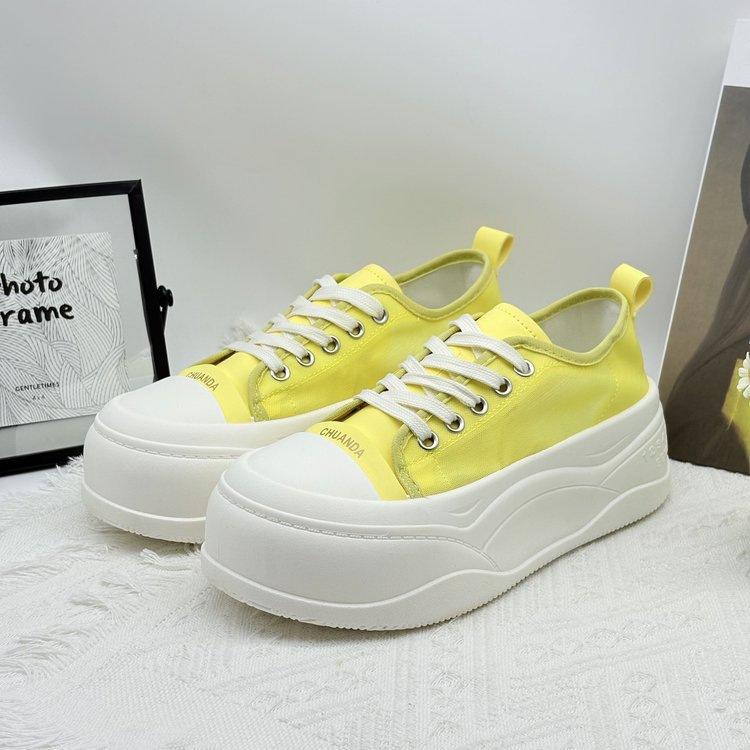Thick-soled Mesh White Shoes Women's 2025 Summer New Versatile Breathable Casual Board Shoes Sports Shoes Women's Shoes Muffin Bottom