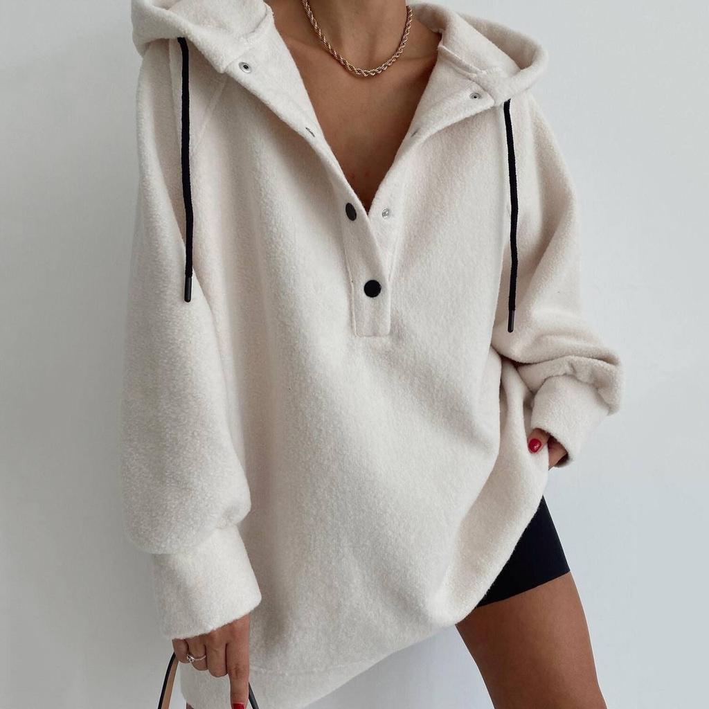 Women's Long-sleeved Loose Casual Hooded Fleece Sweatshirt Top
