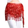 Sequins Belly Dance Waist Chain 4-Layer Tassel Hip Scarf Latin Dance Hula Short Skirt  Party