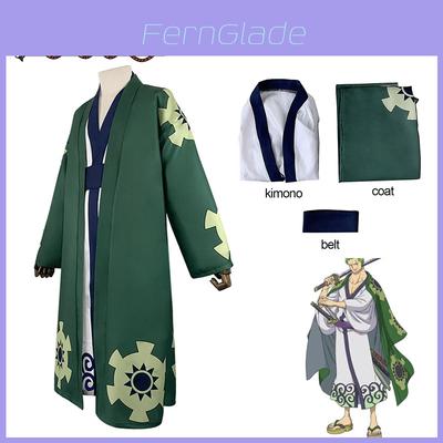 One Piece Roronoa Zoro Cosplay Costume High-quality Kimono Robe Full Suit For Halloween And Theme Parties