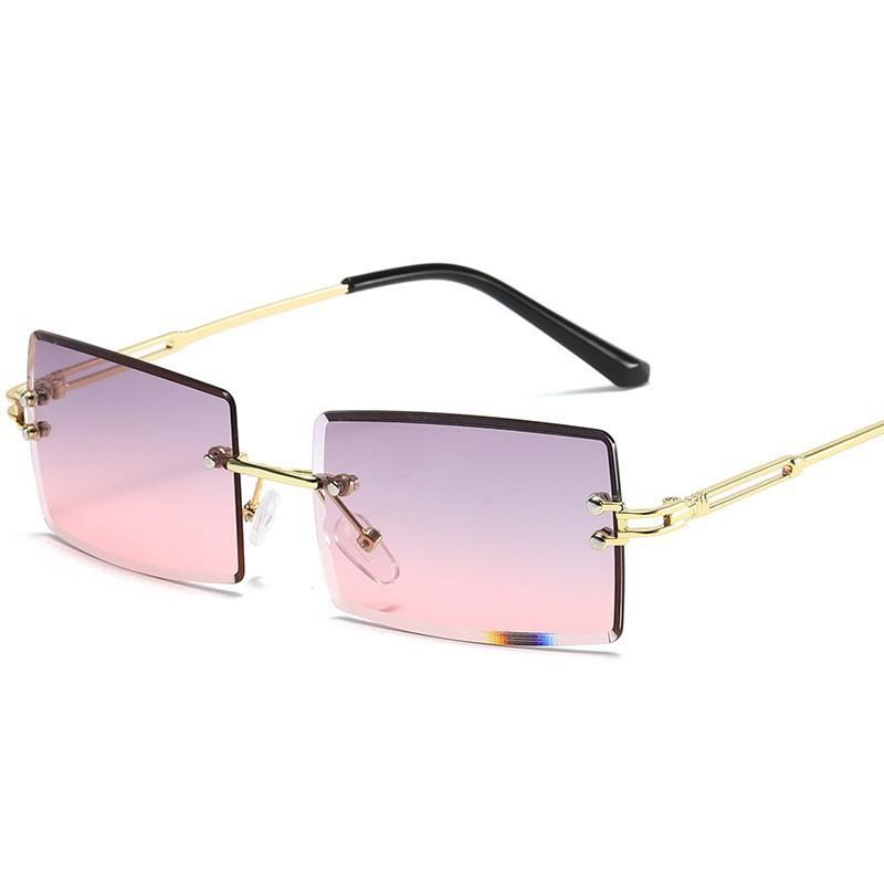 Frameless European and American Style Women's Small Square Frame Gradient Sunglasses