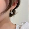 Korean Double Layer Mother-of-Pearl Clover Dangle Earrings - Elegant and Unique Stud Ear Jewelry