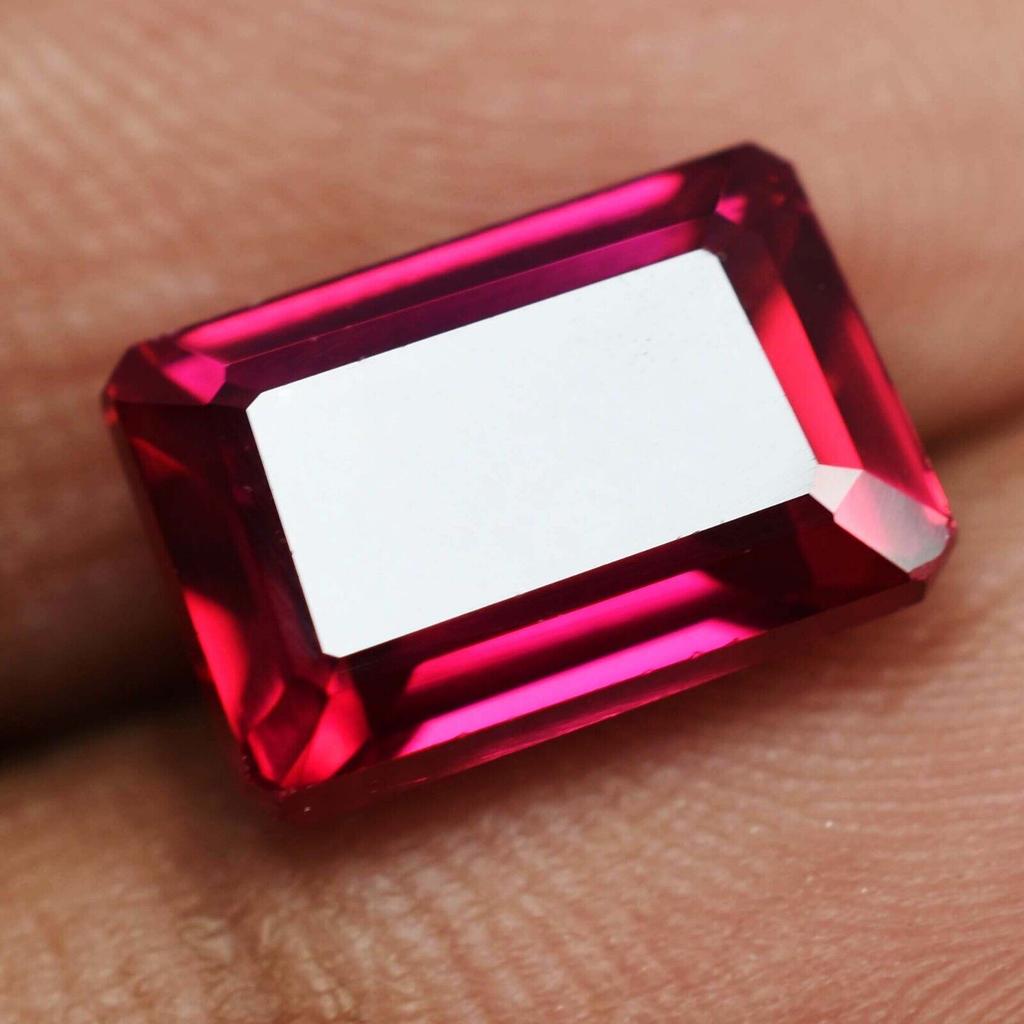 Natural Red Ruby Loose Gemstone 8.38 Ct Dark Emerald Shape for Jewelry Making and Gem Collections