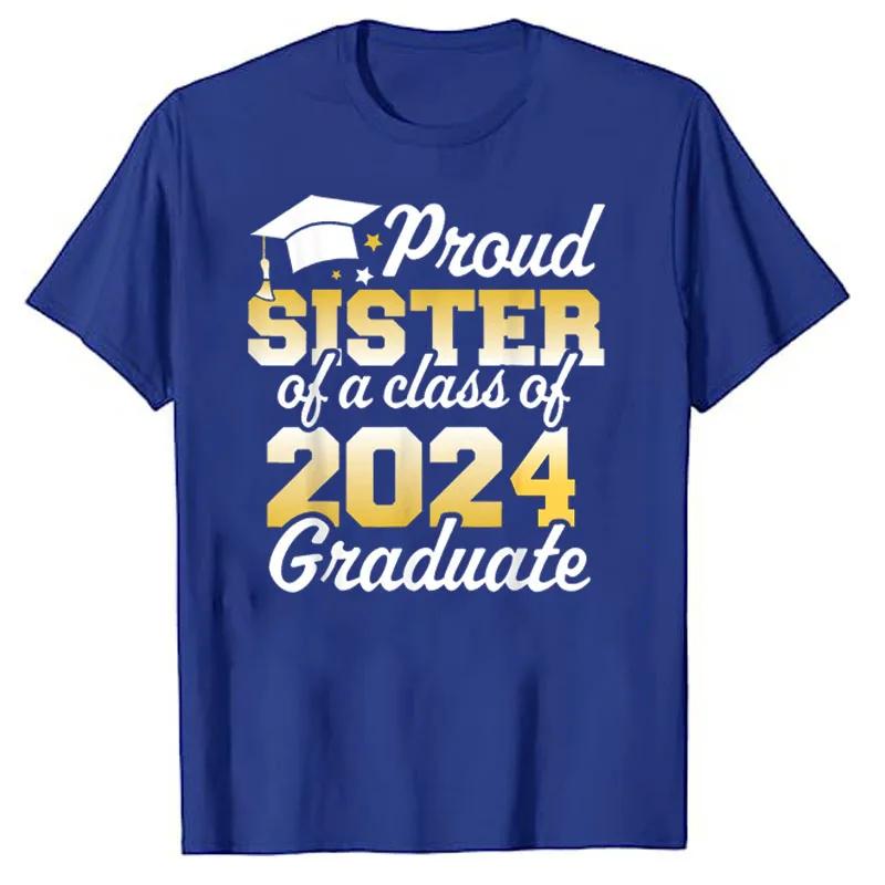 Proud Mom of A Class of 2024 Graduate Mother Senior Family T-Shirt Funny Dad Aunt Uncle Grandma Grandpa Sister Brother Tee Tops