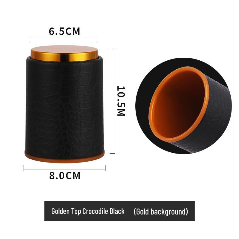 Golden Top Leather Dice Cup Set - Hand-Crank Color Cup for Nightclub Bar Supplies