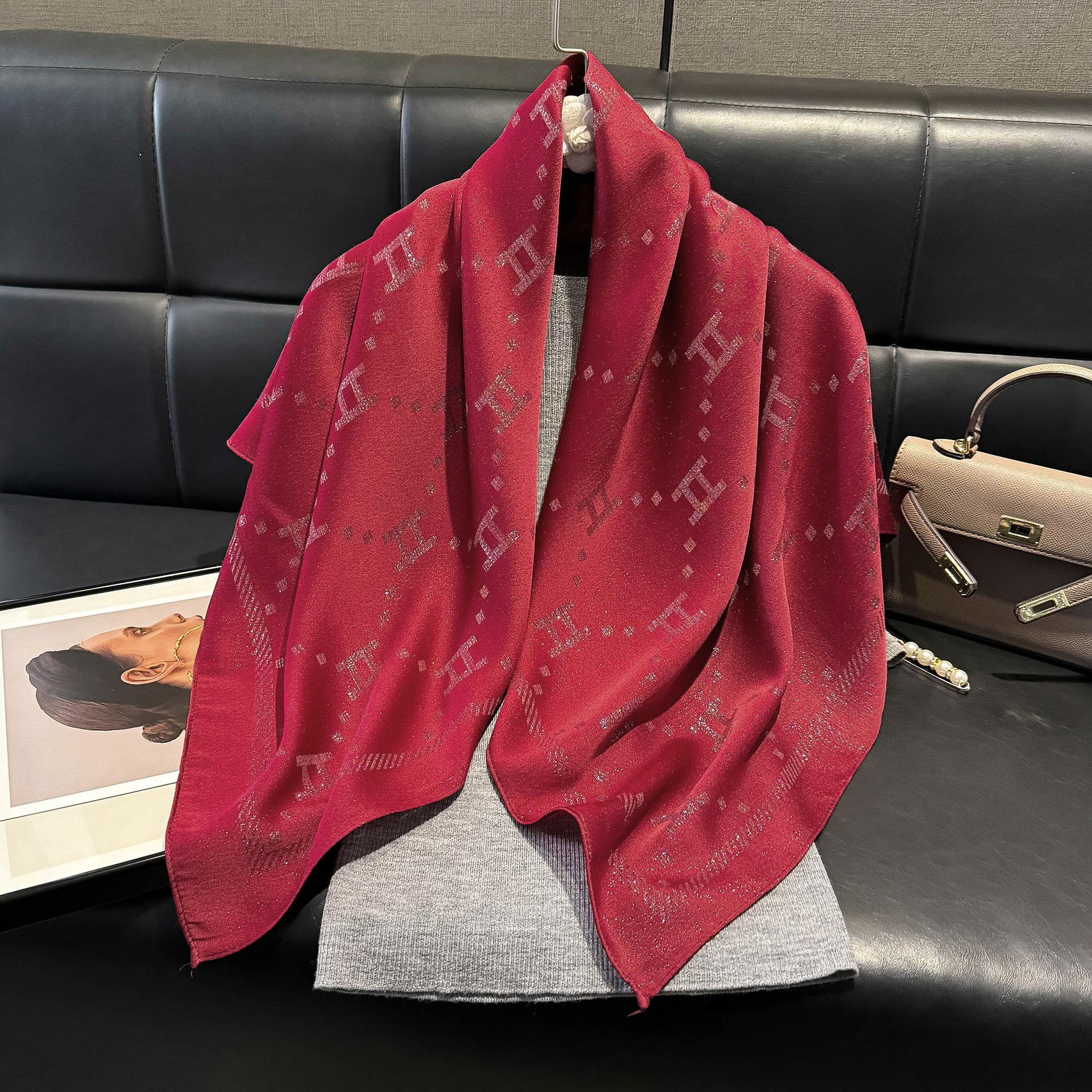 

Шелковый шарф с имитацией письма, женский простой модный универсальный платок, тенсел, хлопок, шелковый шарф 90*90 красный