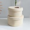 2pcs Sturdy Cotton Rope Storage Baskets With Lid Designs for Keeping Living Space Neat and Tidying Household Use