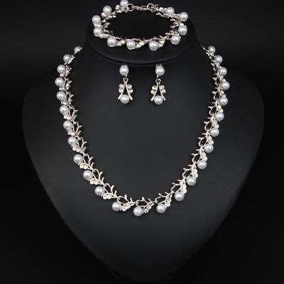 Japoński i koreański prosty styl mody naszyjnik z pereł kolczyki trzyczęściowy zestaw damski bankietowy temperament uniwersalne akcesoria