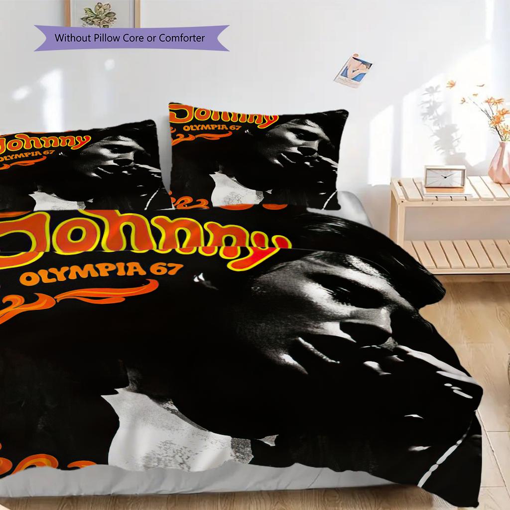 Famous rock singer Johnny Hallyday bedding, duvet cover, pillowcase, home decoration, birthday gift (1 * duvet cover+2 * pillowcase, coreless)