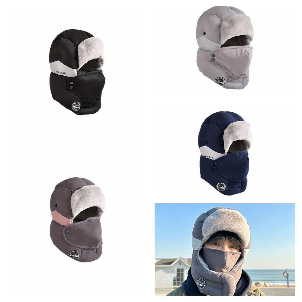 Windproof Winter Earflap Hat Thickened Ski Pullover Cap Fashion Men Ear Protection Cap Cycling