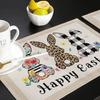 4pcs Easter Placemats Cotton Linen Heat Resistant Table Mats Non-Slip Easter Bunny Gnome Placemat Decoration for Home Kitchen