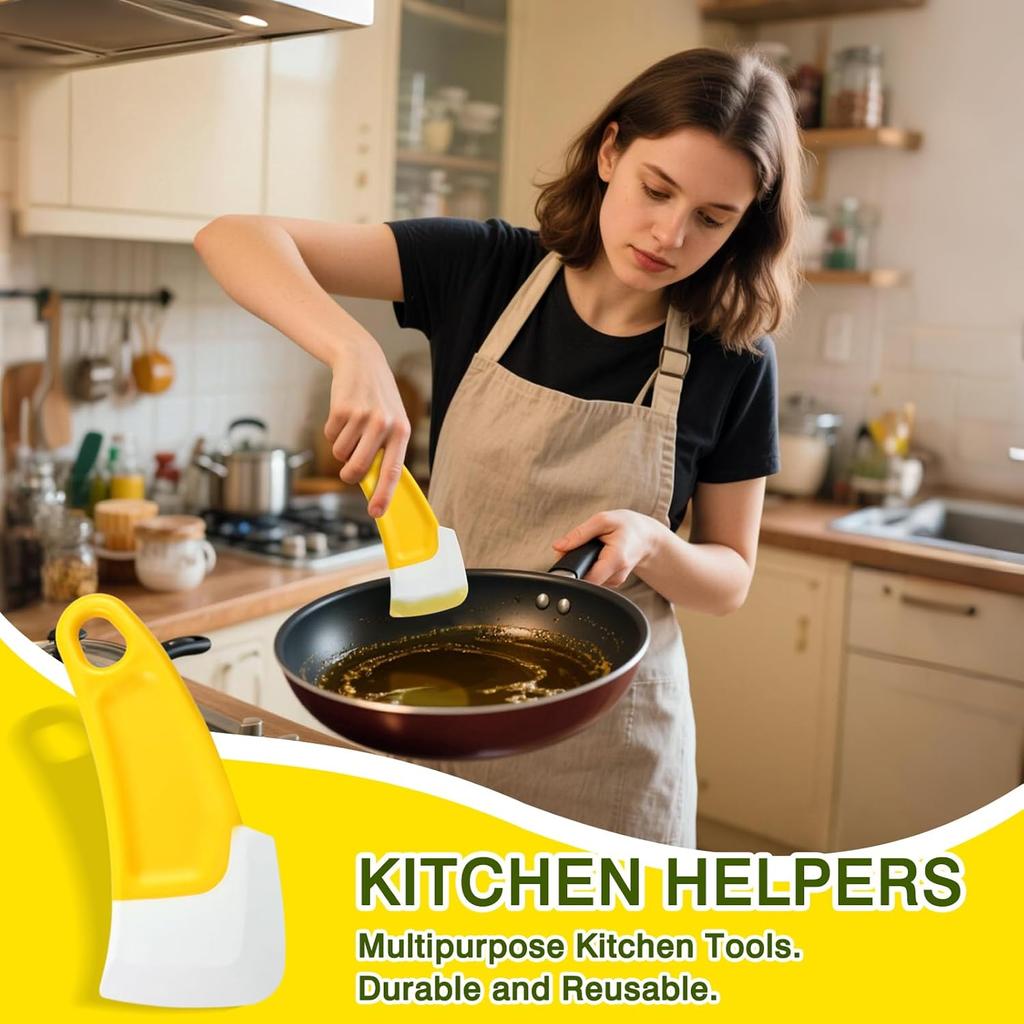 4-Pack Silicone Kitchen Scrapers – Multi-Purpose Cleaning Tools for Pots, Pans, Bowls & Non-Stick Cookware