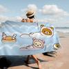 Manta de Microfibra Kawaii Oso Rilakkuma Secado Rápido Toallas de Playa Impresión Oversize Super Absorbente Manta Toalla de Piscina