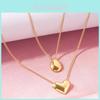 Stylish 24k Gold Plated Water Drop Heart Pendant Layered Necklace For Women