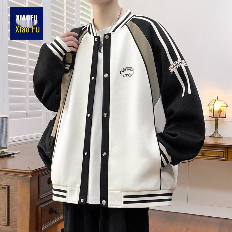Unisex Color Block Hooded Zipper Cardigan XL