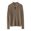 Women's Retro Chinese Style Pure Wool Button-Up Sweater - Slim-Fit Knitwear for Autumn/Winter
