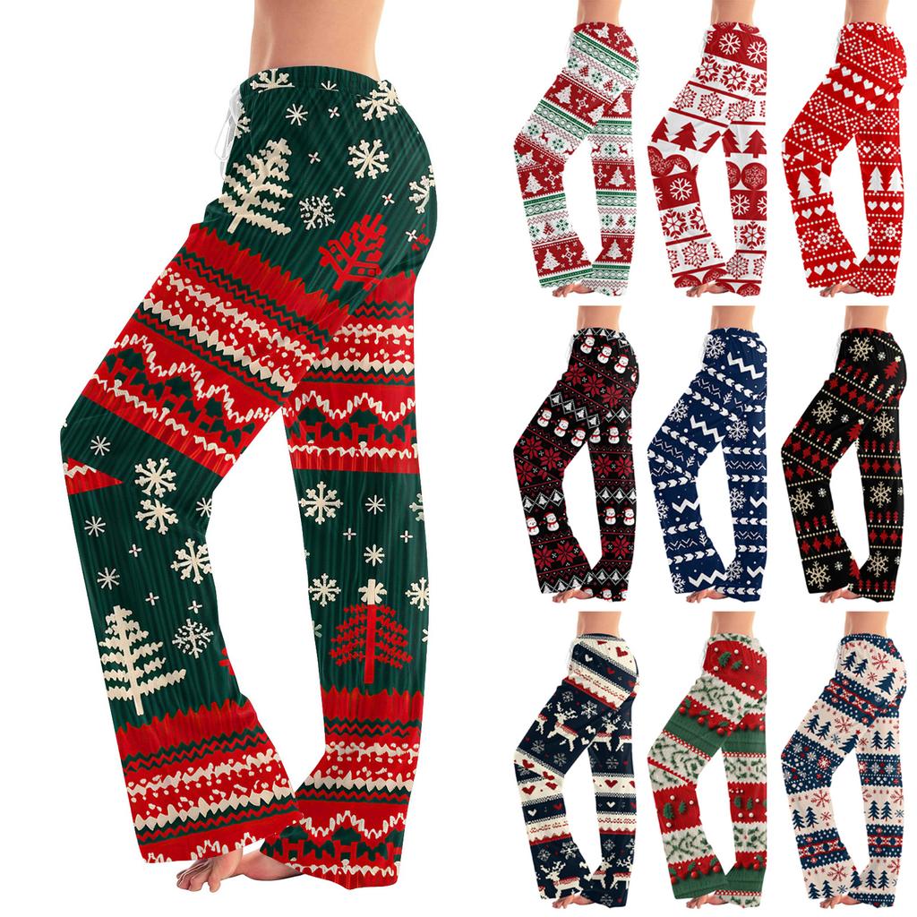 Womens Pajama Pants Sleepwear Casual Drawstring Elastic Waist Pants Comfy Straight Yoga Loose Trousers