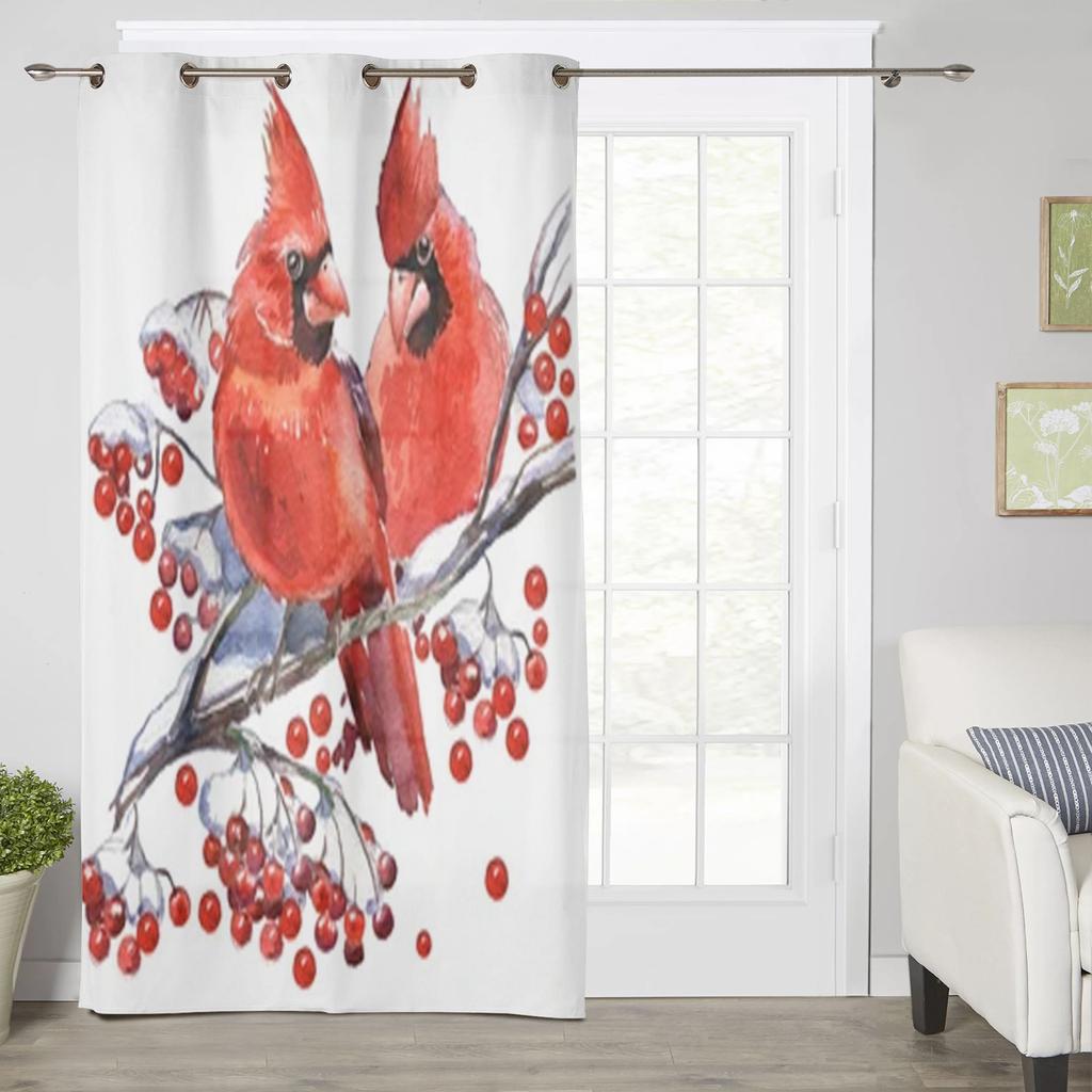 Tende di Natale con Cardinali per Soggiorno Camera da Letto Lussuose Moderne Tende da Cucina Tessuto Drappeggi
