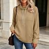 Women's Long Sleeve High Neck Pullover Sweatshirt with Pocket Color Casual Top