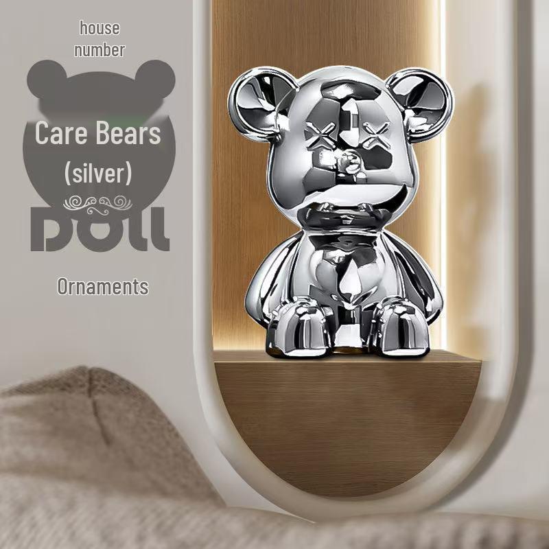3D Long-Eared Electroplated Rabbit and Ferocious Bear Ornament