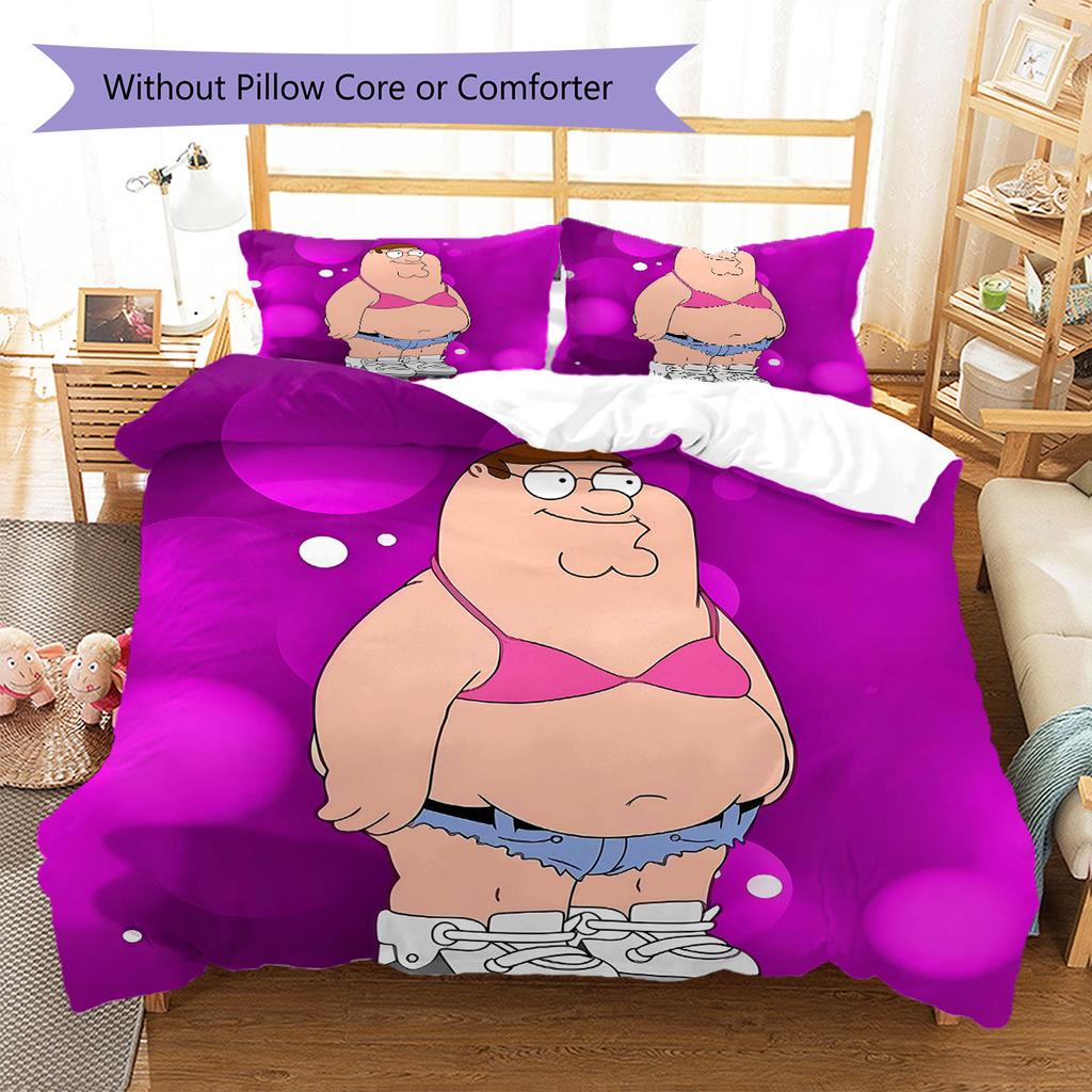 Rodinný typ Vzor Povlečení Sada prošívaných dek Quilt Cover Povlak na polštář Domácí dekorace Dárek k narozeninám (1 * povlak na peřinu + 2 * povlak na polštář, bez jádra)