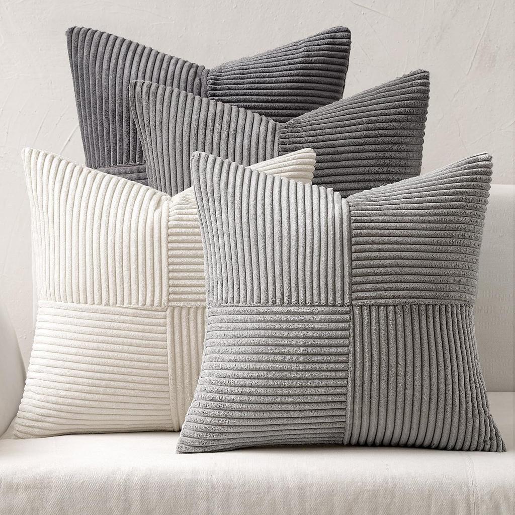 4 Pièces Housse de Coussin Décoratif Épaisse en Coton Uni, Housses de Coussin en Cachemire