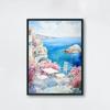 Watercolor Style Mediterranean Coast Sea Poster Seaside Landscape Prints Canvas Painting Wall Art Pictures Home Room Beach Decor